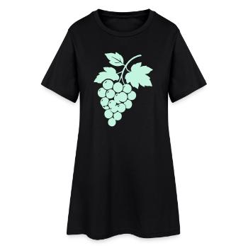 Weinreben Silhouette Trauben Design - Frauen T-Shirt-Kleid - Schwarz - Vorne