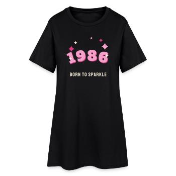 1986 Born to Sparkle Jahrgang 40. Geburtstag - Frauen T-Shirt-Kleid - Schwarz - Vorne