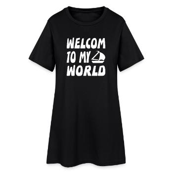 Segeln - Frauen T-Shirt-Kleid - Schwarz - Vorne