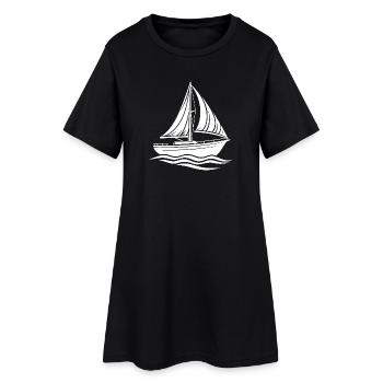 Modernes sportliches Segelboot mit klaren Konturen - Frauen T-Shirt-Kleid - Schwarz - Vorne