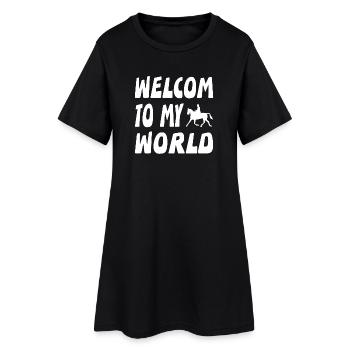 Pferde - Frauen T-Shirt-Kleid - Schwarz - Vorne