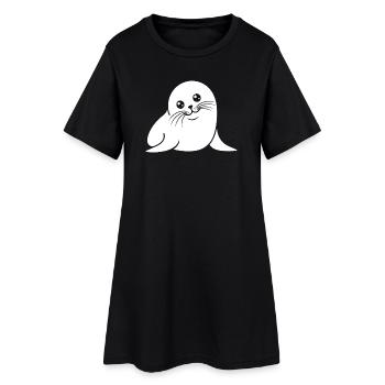 Baby Robbe Silhouette niedliches Tiermotiv - Frauen T-Shirt-Kleid - Schwarz - Vorne