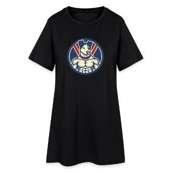 Muskulärer, patriotischer Hund - Frauen T-Shirt-Kleid - Schwarz - Vorne