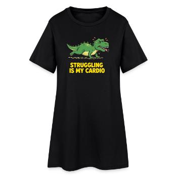 Dinosaur hates cardio training - Women’s T-Shirt Dress - black - Front