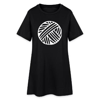 Wollknäuel Wolle Geschenk - Frauen T-Shirt-Kleid - Schwarz - Vorne