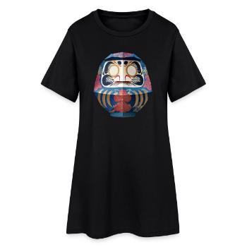 Blumiger Daruma Maskendesign Daruma Origami - Frauen T-Shirt-Kleid - Schwarz - Vorne