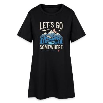 Randonnée - Aventure en plein air - Allons quelque part - Robe T-shirt Femme - noir - Devant