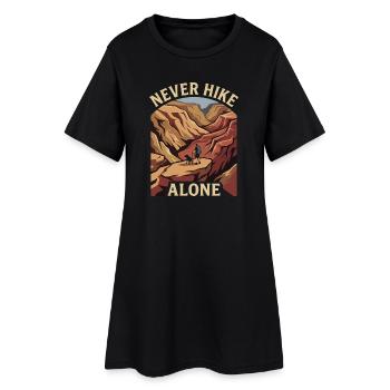 Berge – Niemals allein wandern - Frauen T-Shirt-Kleid - Schwarz - Vorne