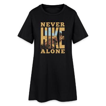 Berge – Niemals allein wandern - Frauen T-Shirt-Kleid - Schwarz - Vorne