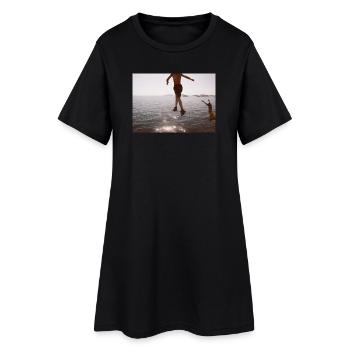 Ich wünschte, ich könnte den Himmel berühren. - Frauen T-Shirt-Kleid - Schwarz - Vorne