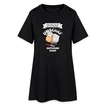 Schaf Unschaf Gestochen Schaf Wortspiel - Frauen T-Shirt-Kleid - Schwarz - Vorne