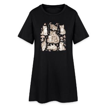 Kitten Nature - Frauen T-Shirt-Kleid - Schwarz - Vorne