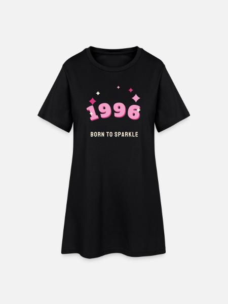 1996 Born to Sparkle Vintage 30th Birthday - Women’s T-Shirt Dress - black
