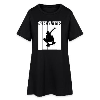 Skateboard Silhouette Skater Geschenk Cooles Shirt - Frauen T-Shirt-Kleid - Schwarz - Vorne
