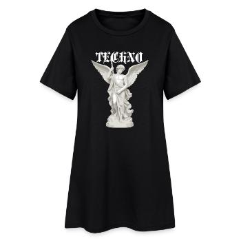 Techno-geflügelter klassischer Engel - Frauen T-Shirt-Kleid - Schwarz - Vorne