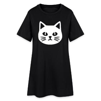 Katzengesicht Katze - Frauen T-Shirt-Kleid - Schwarz - Vorne