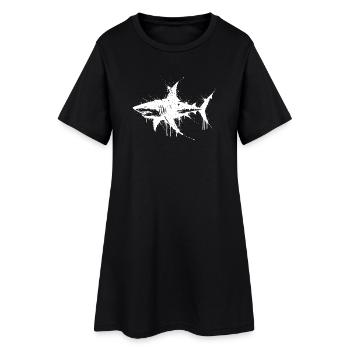 Weißer Splatterhai - Frauen T-Shirt-Kleid - Schwarz - Vorne