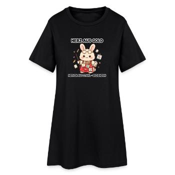 Herz aus Gold Nerven aus Stahl - Erzieherin Hase - Frauen T-Shirt-Kleid - Schwarz - Vorne