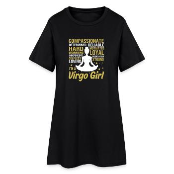 Sternzeichen Jungfrau - Frauen T-Shirt-Kleid - Schwarz - Vorne