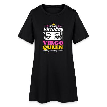 Sternzeichen Jungfrau - Frauen T-Shirt-Kleid - Schwarz - Vorne