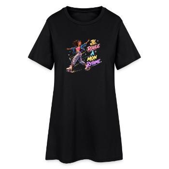 Rythme Neon en Roller - Robe T-shirt Femme - noir - Devant