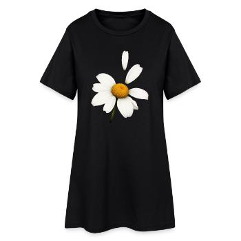 Margerite mit fliegenden Blütenblättern Design - Frauen T-Shirt-Kleid - Schwarz - Vorne