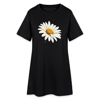 Weiße Margeritenblüte Natur Blumen Design  - Frauen T-Shirt-Kleid - Schwarz - Vorne