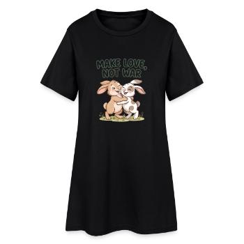 Make Love, Not War – Süße Hasen Umarmung - Frauen T-Shirt-Kleid - Schwarz - Vorne