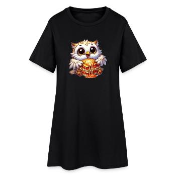 Weise Schneeeule Italienisch Lasagne - Frauen T-Shirt-Kleid - Schwarz - Vorne