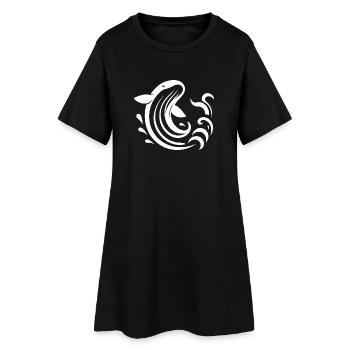 Springender Wal Silhouette Meeresmotiv - Frauen T-Shirt-Kleid - Schwarz - Vorne