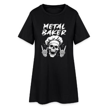 Metal Baker Schädel Grafik - Frauen T-Shirt-Kleid - Schwarz - Vorne