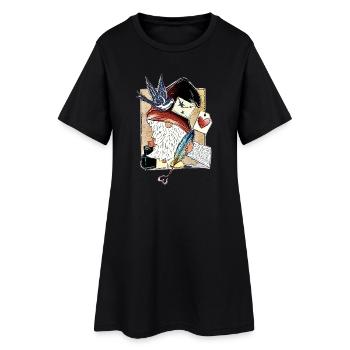 Nain de livre mignon au cœur de plume - Robe T-shirt Femme - noir - Devant
