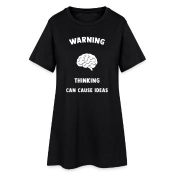 Gedankenwarnung: Ideen entstehen - Frauen T-Shirt-Kleid - Schwarz - Vorne