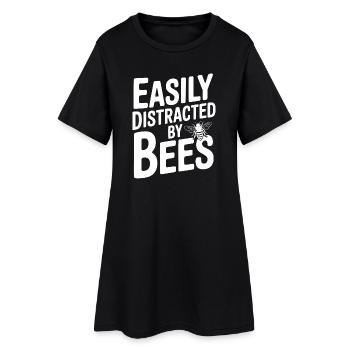 Leicht von Bienen ablenken lassen - Frauen T-Shirt-Kleid - Schwarz - Vorne