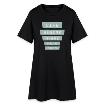 La vie commence là où la peur s’arrête Citation motivationnelle Logo - Robe T-shirt Femme - noir - Devant
