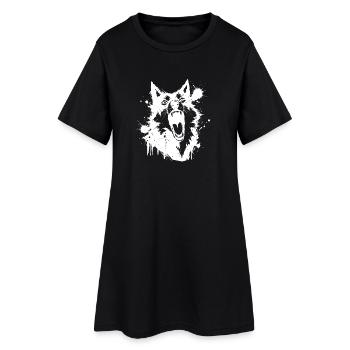 Loup hurlant en éclats splatter blanc - Robe T-shirt Femme - noir - Devant
