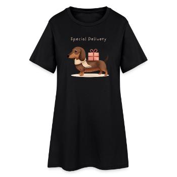 Cadeau spécial de teckel à Noël - Robe T-shirt Femme - noir - Devant