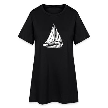 Abstraktes Segelboot Minimalistisches Design - Frauen T-Shirt-Kleid - Schwarz - Vorne