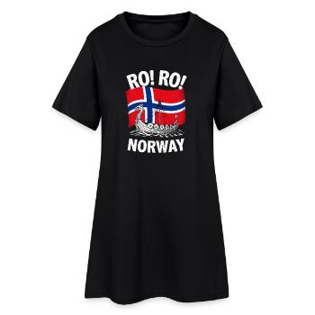  RO RO NORWAY Wikingerschiff Norwegen Flagge - Frauen T-Shirt-Kleid - Schwarz - Vorne