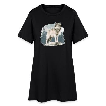 Wolf Vintage - Frauen T-Shirt-Kleid - Schwarz - Vorne