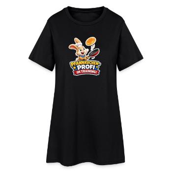 Hase Pfannkuchen Profi im Training Koch Motiv - Frauen T-Shirt-Kleid - Schwarz - Vorne
