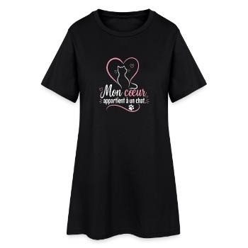 Mon cœur appartient à un chat - Robe T-shirt Femme - noir - Devant