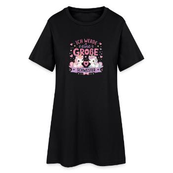 Ich werde eine Große Schwester – Einhorn Duo - Frauen T-Shirt-Kleid - Schwarz - Vorne
