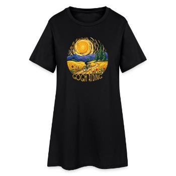 Gogh Riding Sunlit Field Cyclist - Frauen T-Shirt-Kleid - Schwarz - Vorne