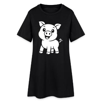 Süßes Schweinchen Silhouette Tiermotiv - Frauen T-Shirt-Kleid - Schwarz - Vorne