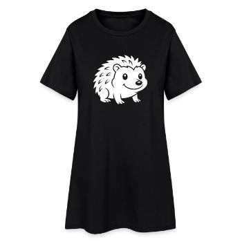 Igel Silhouette Herbst Tiermotiv - Frauen T-Shirt-Kleid - Schwarz - Vorne