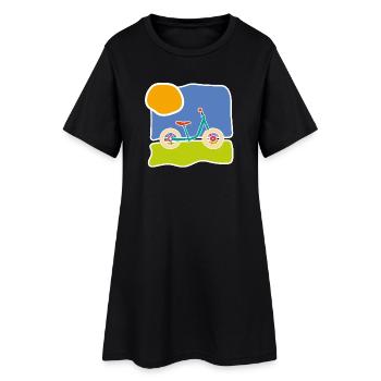 Buntes Kinderrad – Fahrt und Freiheit - Frauen T-Shirt-Kleid - Schwarz - Vorne
