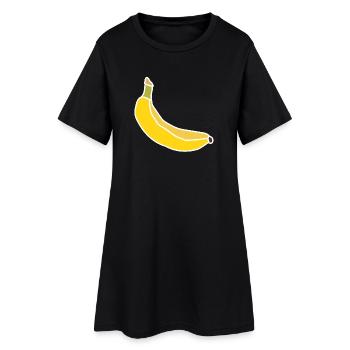 Gelbe Banane – Minimalistische fruchtige Illustration - Frauen T-Shirt-Kleid - Schwarz - Vorne