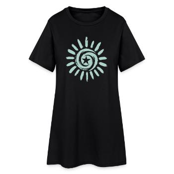 Sonne mit Stern - Frauen T-Shirt-Kleid - Schwarz - Vorne