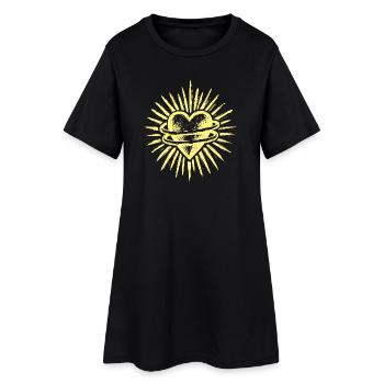 Herzsonne Strahlendes Herz - Frauen T-Shirt-Kleid - Schwarz - Vorne